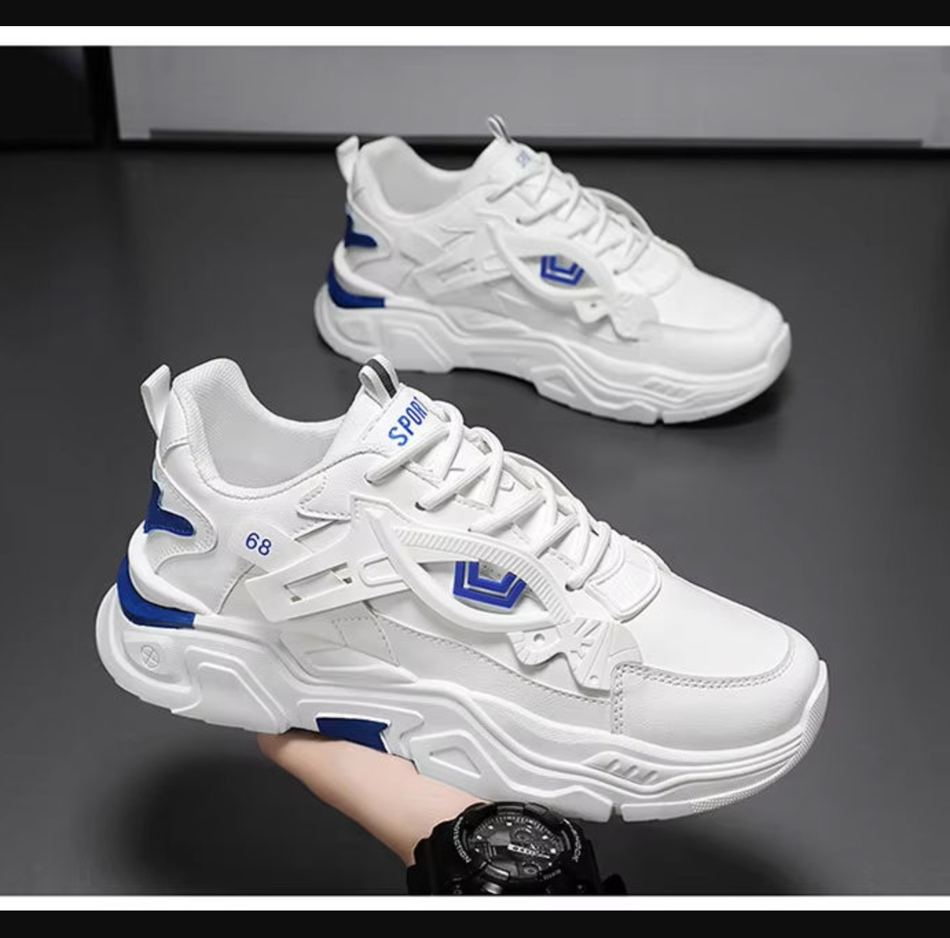 PureStride™ Men’s Breathable White Sneakers – Clean Casual Sport Shoes