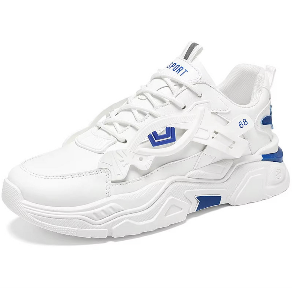 PureStride™ Men’s Breathable White Sneakers – Clean Casual Sport Shoes