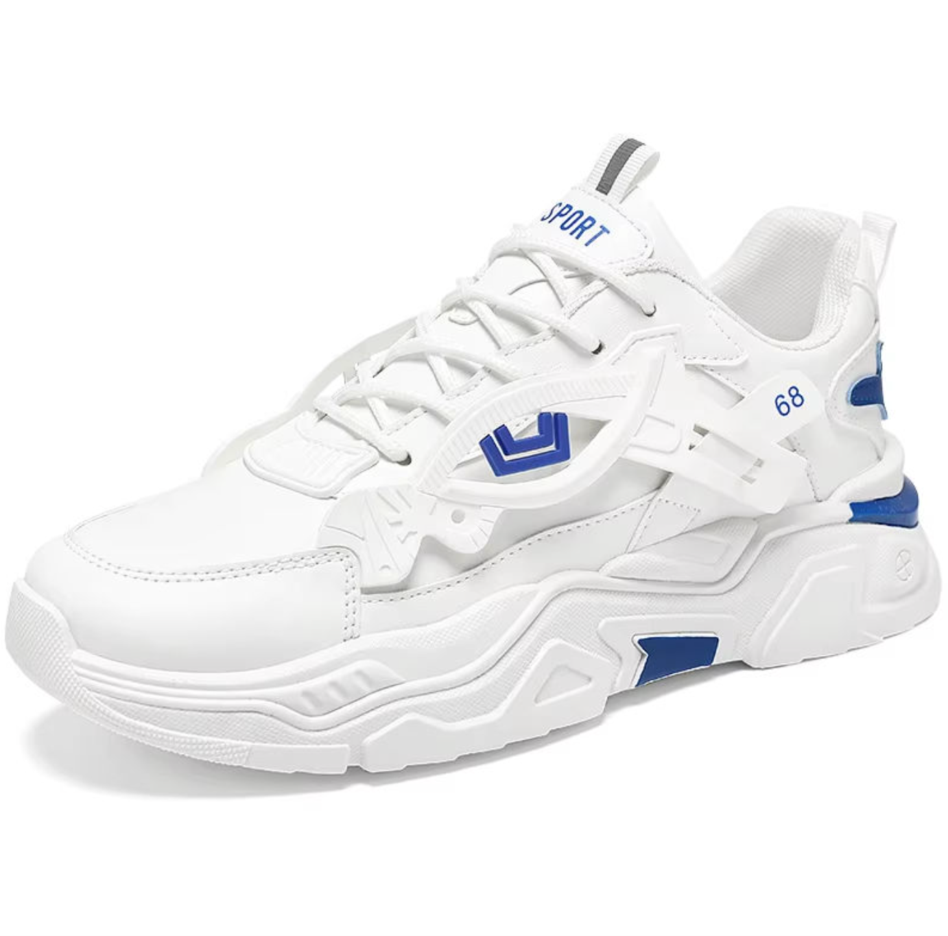 PureStride™ Men’s Breathable White Sneakers – Clean Casual Sport Shoes